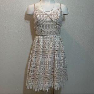 Gianni Bini White Lace Spaghetti Strap Knee-Length Dress